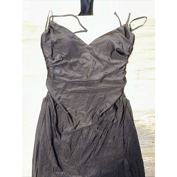 La Femme - 30072 Spaghetti Strap High Slit Gown. Size 10. Black. NWOT. 14 - Picture 3 of 8